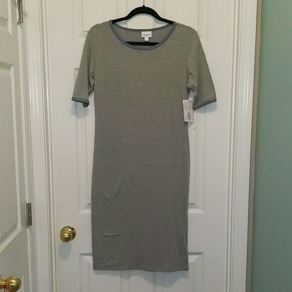 LulaRoe Julia Gray Raglan style Dress Sz M NWT - Picture 1 of 6